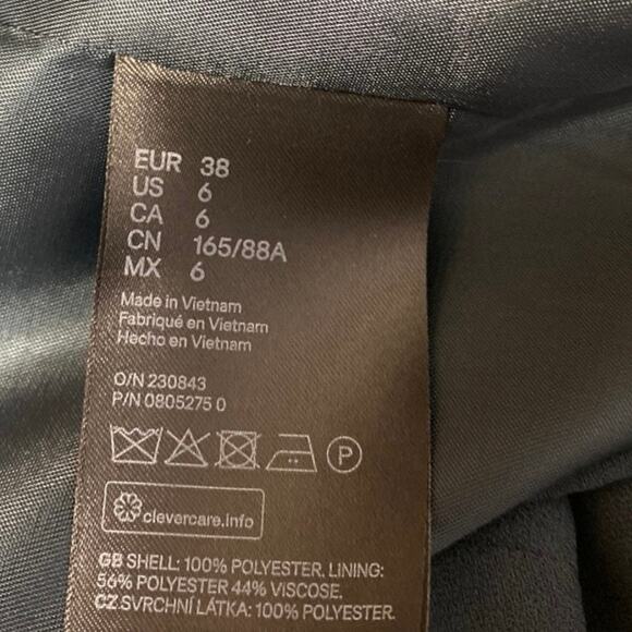 H&M Women's Blue Green Open Front Ruched 3/4 Sleeve Blazer Coat Jacket Size 6 - Picture 4 of 4